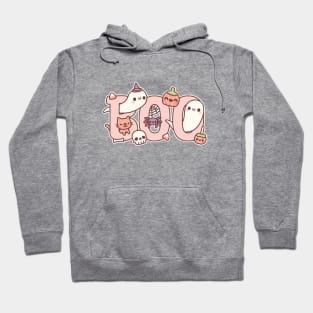 Boo Cute Ghosts Spider Pumpkin And Cat Halloween Greeting Hoodie